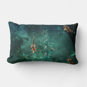 Fairy Flowers in the Jade Moonlight Lumbar Cushion