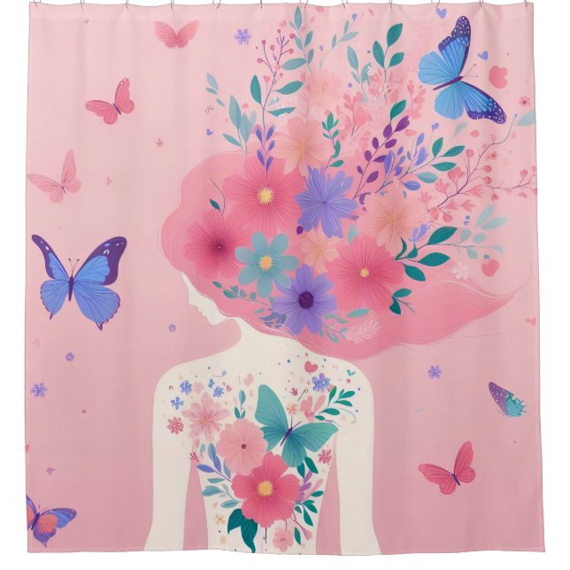 Fairy Flowers Shower Curtain (Front)