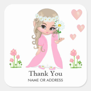 Fairy & Flowers Thank You Sticker