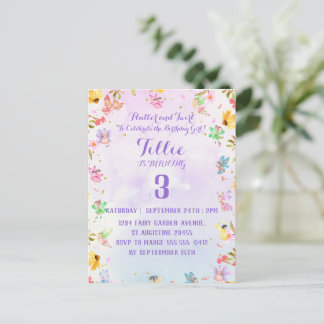 Fairy Flutter and Twirl Birthday Invitation Postcard