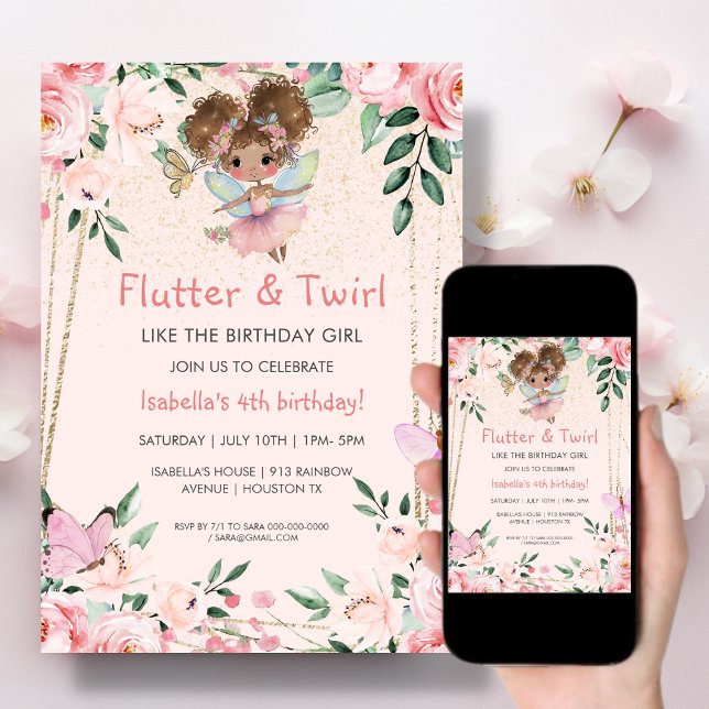 Fairy Flutter & Twirl Pink | Birthday Invitation (Creator Uploaded)