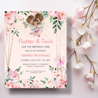 Fairy Flutter & Twirl Pink | Birthday Invitation