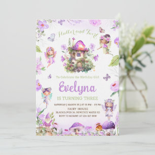 Fairy Flutter Twirly Purple Birthday Invitation