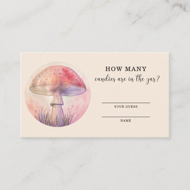Fairy fly agaric - guess how many candies enclosure card (Front)