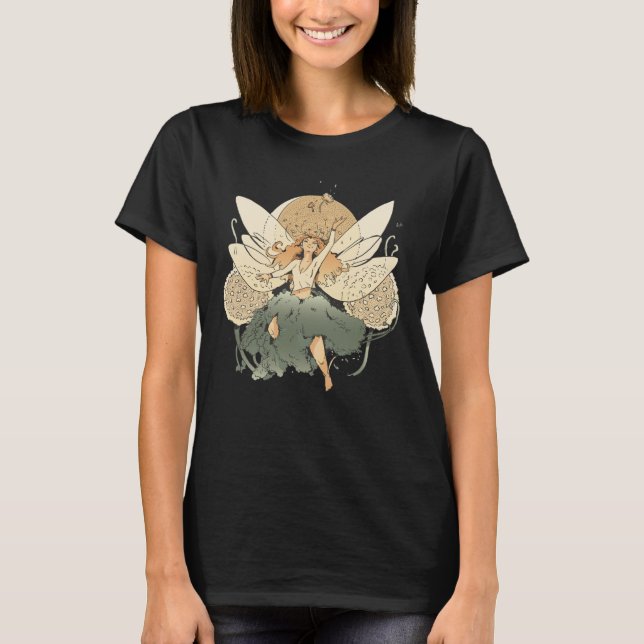 Fairy Flying In Forest Fantasy Creatures Fairycore T-Shirt (Front)