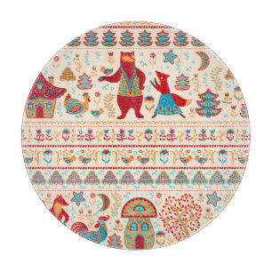 Fairy Forest Animals: Beige Background Cutting Board