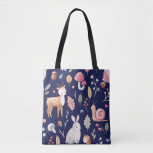 Fairy Forest Animals Children's Watercolor Tote Bag
