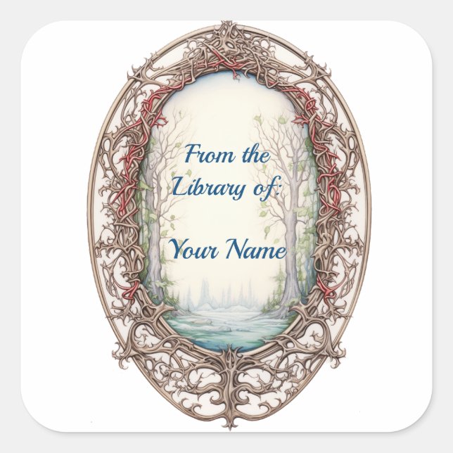 Fairy Forest Bookplates Square Sticker (Front)