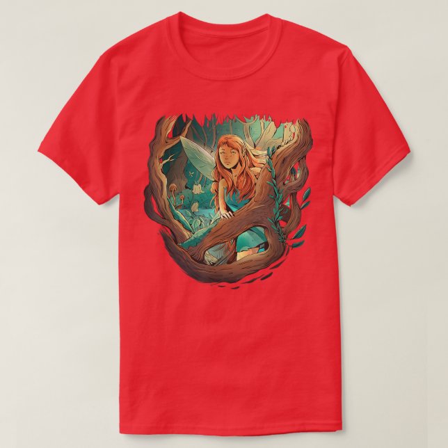 Fairy Forest Fantasy Magic Tree  T-Shirt (Design Front)