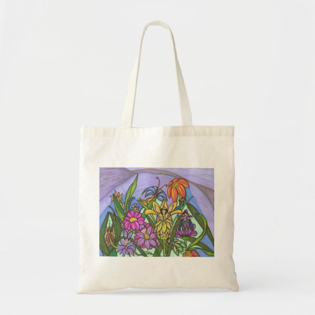 Fairy Friends Among the Flowers Tote Bag (Front)