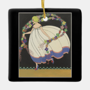 Fairy Frolicking With Flowers Ceramic Ornament