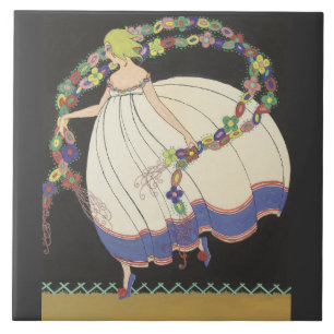 Fairy Frolicking With Flowers Ceramic Tile