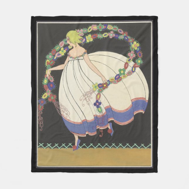 Fairy Frolicking With Flowers Fleece Blanket (Front)