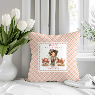Fairy Garden 7th Birthday Cute Floral Throw Pillow