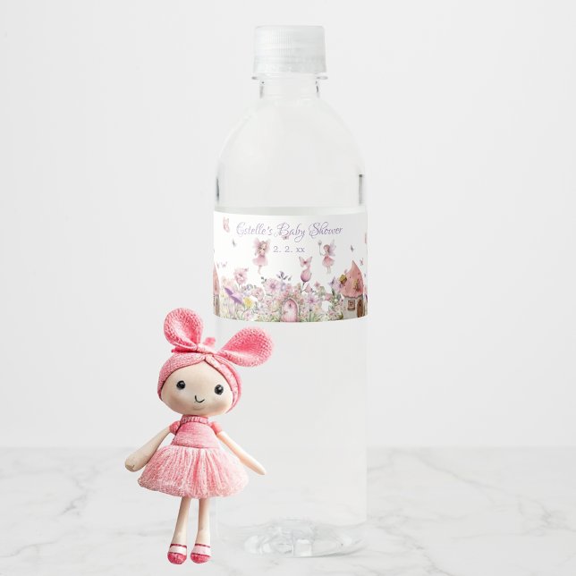 Fairy Garden Baby Shower Water Bottle Label (Creator Uploaded)