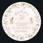 Fairy Garden Birthday Classic Round Sticker<br><div class="desc">These birthday favour stickers feature a whimsical fairy garden design with a modern hand-lettered fonts. All of the text is fully editable. For more advanced customisation of this design,  simply select the "Customise It" button above.</div>