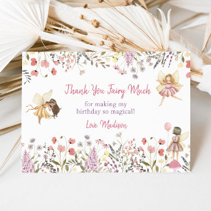 Fairy Garden Boho Wildflower Birthday Thank You Card