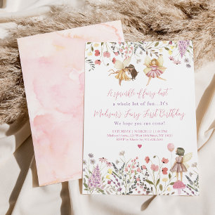 Fairy Garden Boho Wildflower First Birthday Invitation