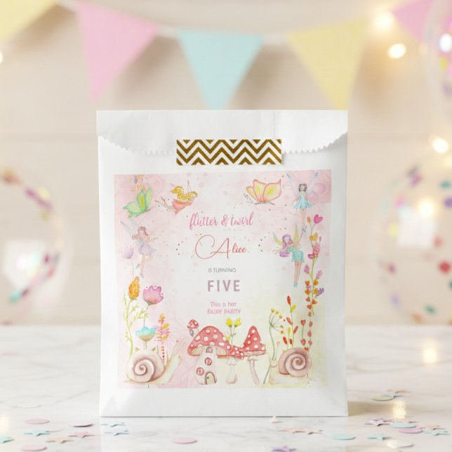 Fairy garden floral and forest kids birthday favour bag (Creator Uploaded)
