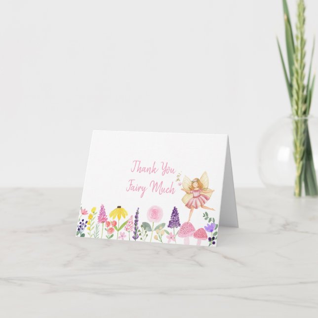 Fairy Garden Floral Birthday Thank You Card (Front)