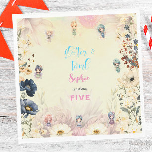 Fairy garden floral enchanted kids birthday napkin