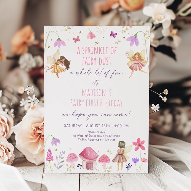 Fairy Garden Floral First Birthday Invitation (Creator Uploaded)
