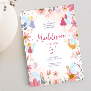 Fairy Garden Flutter Floral Birthday Invitation