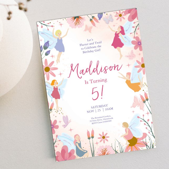 Fairy Garden Flutter Floral Birthday Invitation (Creator Uploaded)