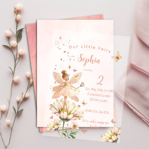 Fairy Garden Girl Photo Birthday Vellum Invitations