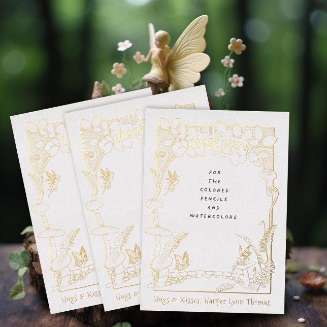 Fairy Garden Gold Foil Thank You Note Card (Creator Uploaded)