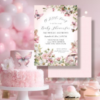 Fairy Garden Mushroom Floral Pink Girl Baby Shower