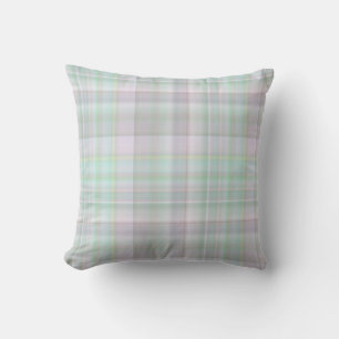 Fairy Garden Pastel Pink and Mint Plaid Cushion