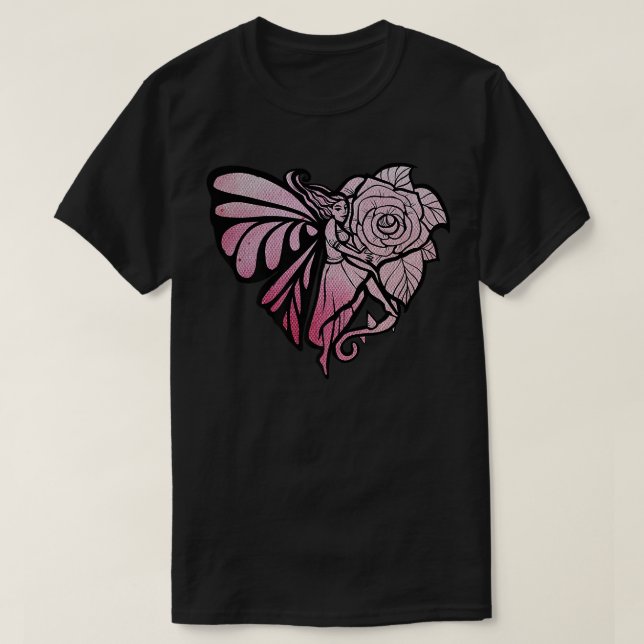Fairy Garden Pink Rose T-Shirt (Design Front)
