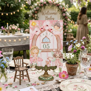 Fairy Garden Pink Woodland Birthday Party Kids Table Number
