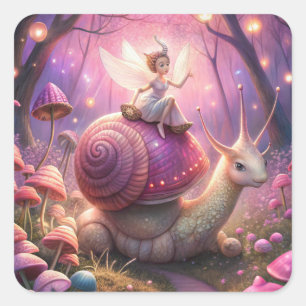 Fairy Garden Snail Square Sticker