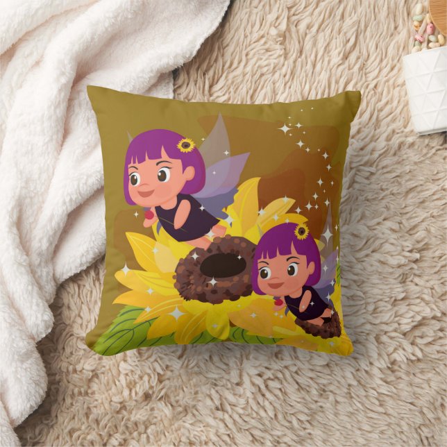 Fairy Garden Throw Pillow (Blanket)