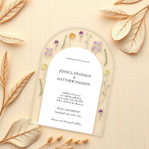 Fairy Garden Watercolor Floral Wedding Acrylic Invitations