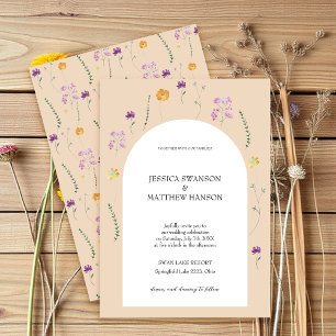Fairy Garden Watercolor Floral Wedding Invitation