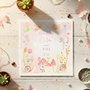 Fairy garden watercolor kids birthday napkin
