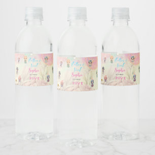 Fairy garden watercolor kids birthday water bottle label