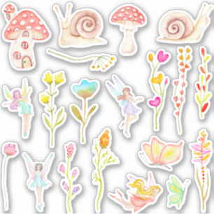 Fairy garden watercolor sticker pack