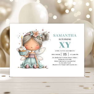 Fairy Girl 4th Birthday Cute Whimsical Pastel Invitation