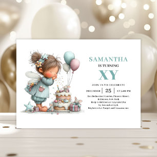Fairy Girl 4th Birthday Magical Whimsical Cute Invitation