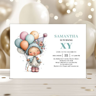 Fairy Girl 8th Birthday Whimsical Pastel Cute Invitation