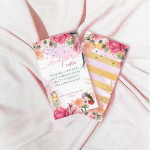 Fairy Girl Baby Shower Diaper Raffle Tickets Enclosure Card