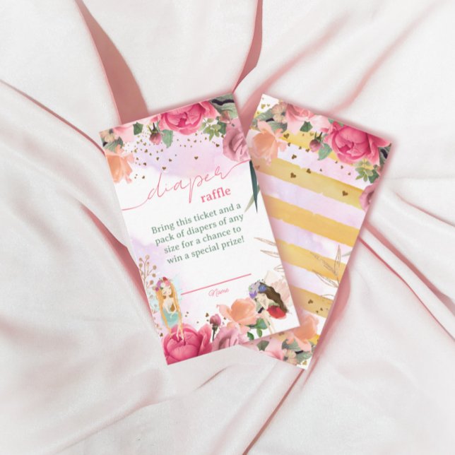 Fairy Girl Baby Shower Diaper Raffle Tickets Enclosure Card (Creator Uploaded)