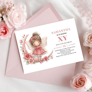 Fairy Girl Birthday Blush Pink Floral Invitation