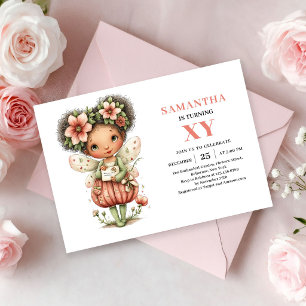 Fairy Girl Birthday Magical Blush Floral invite