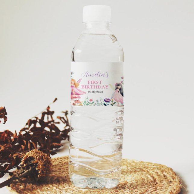 Fairy Girl Birthday Party Water Bottle Label (Creator Uploaded)