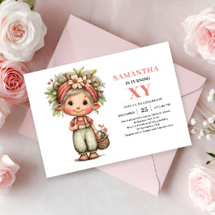 Fairy Girl Birthday Whimsical Pink Floral invite